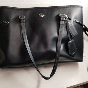 Huge black leather Coach tote